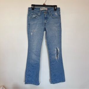 Levi’s Superlow 518 Jeans Juniors 5M Blue Low Rise Bootcut Denim Distressed